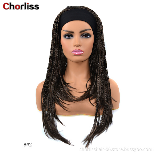 Wholesale Black Light Blonde AfroTurban Braiding Ponytail Wigs Headband Synthetic Hair Wigs With Headband Attached For Woman